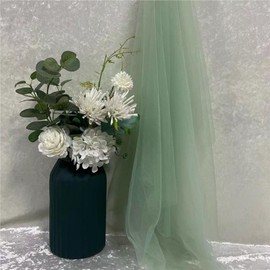 HSTWODE 1/5m x 160cm Soft Tüllstoff, 10 FarbenTüll Stoffe zum Nähen,Netzstoff Dekostoff Drapierstoff für Arbor Hochzeit Vorhang Hochzeitsbogen Freihanddeko Torbogen Zeremonie (A08 grüner, 5m)