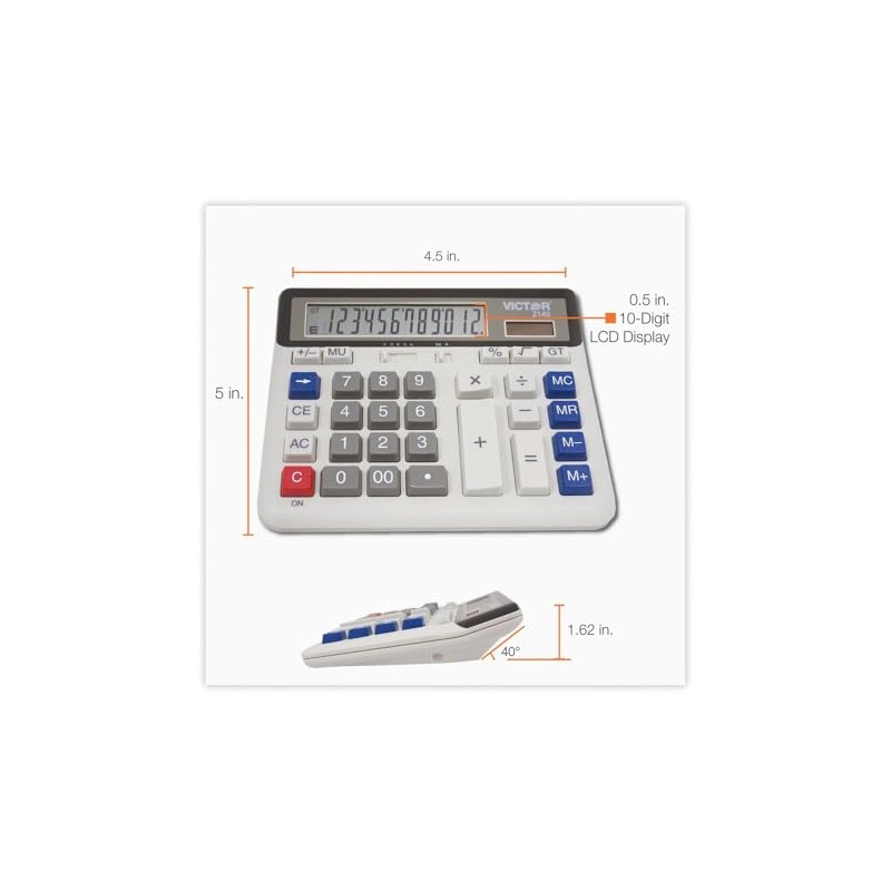 Calculadora de negocios de escritorio 2140, Lcd de 12 dígitos,