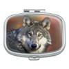 Gray Wolf with Fall Background Rectangle Pill Case Trinket Gift