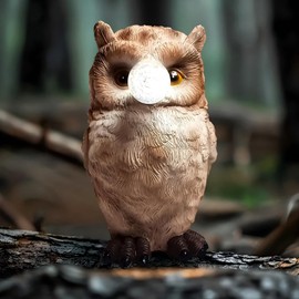 Solar Owl Garden Statues Outdoor Decor, Resin Owl Figurine with Solar Lights Sculpture for Outside Porch Patio Lawn Yard Decorations Christmas Housewarming Gifts for Women Mom (Brown)