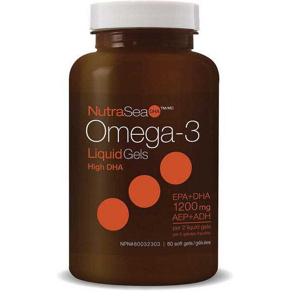 NutraSea DHA Omega-3 LiquidGels High DHA (EPA+DHA 1200mg) 60 soft gels