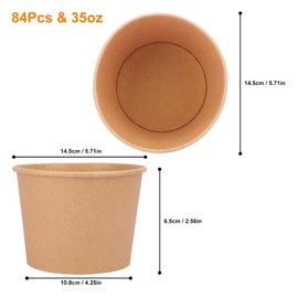 IHDYPPEW 84 Pack Kraft Paper Bowls, 35 Oz Disposable Soup/Salad Serving Bowls, Large Paper Bowls, Anti-Spill and Anti-Oil Soup Bowls, Disposable Food Containers for Hot/Cold Food, 84 Pack