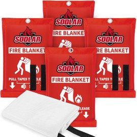 Fire Blanket Emergency for Home Kitchen - 40"x40" Fireproof Safety Protection Fiberglass Flame Retardant Blankets Survival Essential Kit for House Car Camping Outdoor Fireplace Grill BBQ - 4 Pack