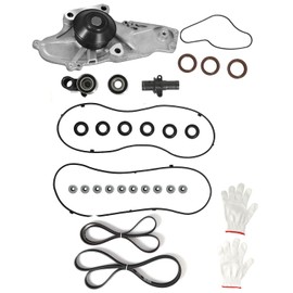 Timing Belt Kit with Water Pump for 2003-2018 Honda Accord/Odyssey/Pilot & Acura MDX/RDX - 3.0L-3.7L V6 Engines, Replaces OEM 19200-RDV-J01, TKH-002, TCKWP329