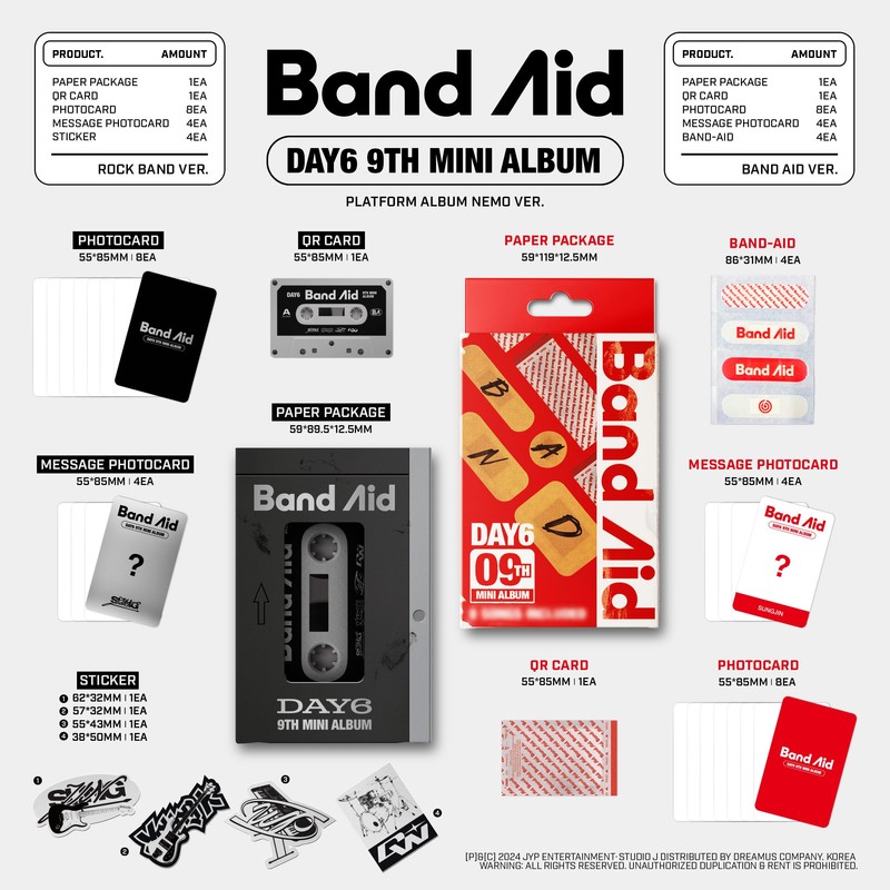 DAY6 9TH MINI [Band Aid (PLATFORM ALBUM NEMO VER.)]（韓国盤）※デジタルアルバムでありCDは同梱されてません（アプリ必要）