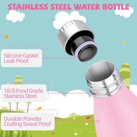 HoneyHolly Stainless Steel Water Bottle, Thermos Flask, 500 ml, BPA-Free, Leak-Proof Vacuum Insulated, Thermos Flask, Double-Walled Water Bottle for Bike, Travel, Sports, Yoga, Camping, Bicycle