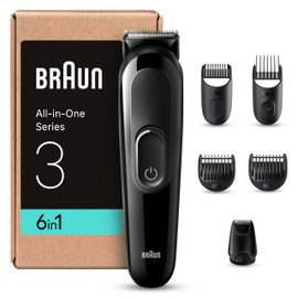 Braun Braun Series 3 All-In-One Bartpflege Bodygroomer Set, Trimmer/Haarschneider Herren, Haarschneidemaschine, 6-in-1 Barttrimmer (versandfertige Kartonverpackung), 50 Min Laufzeit, MGK3420