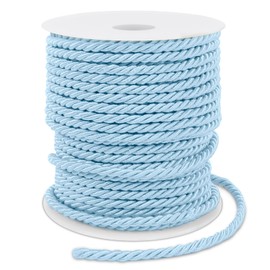 LEREATI Blue Polyester Cord 3 mm x 25 m, 3-Ply Soft Craft Rope Satin Cord Trim Decorative Twisted Macrame Cord for DIY Crafts Curtain Tie Honor Cord Gift Bags