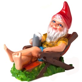 RAKSO Beer Garden Gnome, 14", Large UV Resistant Lawn Ornament