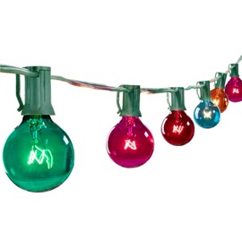 G40 Christmas Lights Colored String Lights Outdoor 25FT with 25 Transparent Multicolor Globe Bulbs, UL Listed Christmas Lights Outside Large Bulb Multi Colored for Patio Backyard Christmas Decoration