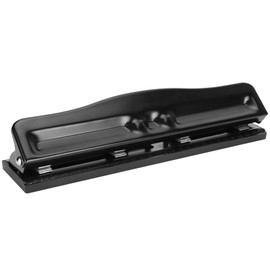 Desktop Hole Punch, Adjustable 4 Hole Paper Punch Puncher, 10 Sheet Capacity, 7mm Hole Diameter, Paper Punching Machines for Home Office, Black