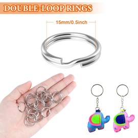 100 PCS 15 mm Split Jump Ring, Iron Nickel Plating Metal Split Key Rings Connectors, for Jewellery Making Craft DIY Accessory Keys Organization Necklaces Bracelets Earrings Crafts Ornaments