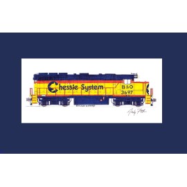 Chessie System (B&O) GP40 #3697 11"x17" Matted Print Andy Fletcher signed