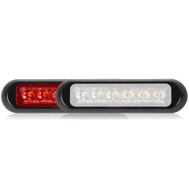 Maxxima M20389RWCL-DC thin low profile dual color red/white clear lens LED warning light