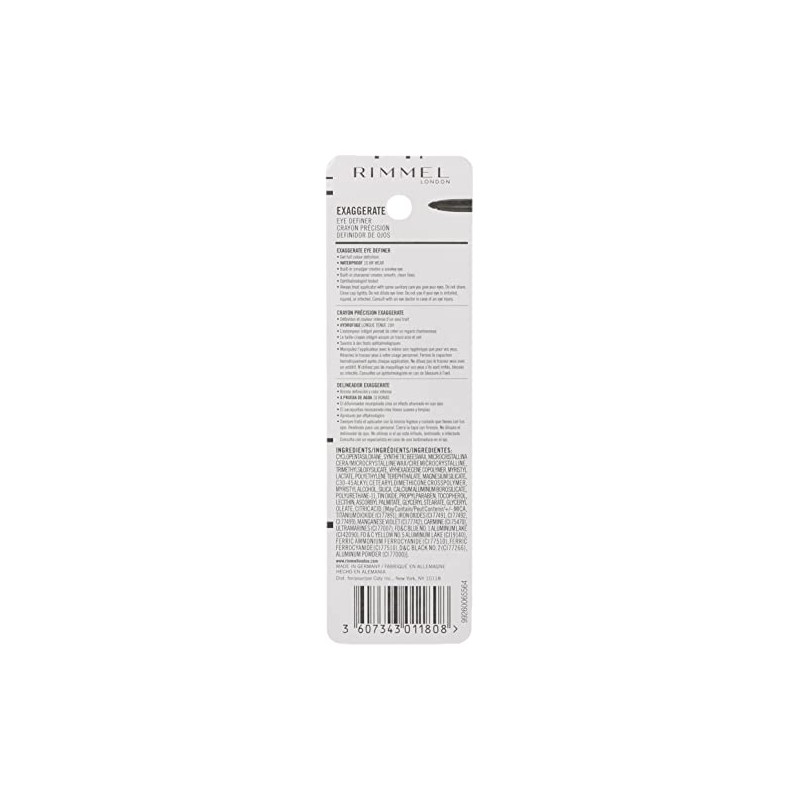 Rimmel Exaggerate Eye Definer, Noir, 1 Count, Waterproof Long Lasting