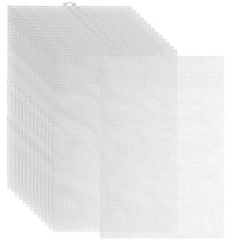 ABuff 24PCS 7 Count Plastic Mesh Canvas Sheets, 7 CT Perforated Plastic Stitching Canvas Cross Stitch Mesh Canvas for Embroidery, Crafts DIY Crochet Projects, 13.2 X 10.2 Inch, White