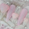 Light pink sugar handmade nail tips - Coffin Egg /