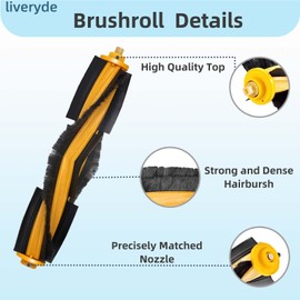liveryde liveryde Zubeh?r Ersatzteile f1r Ecovacs Deebot OZMO 950 920 N7 T5 / Yeedi 2 Hybrid Roboter-Staubsauger, 1 Hauptb1rste, 4 Seitenb1rste, 4 Hepa Filter, 4 Wischt1cher, 1 Reinigungswerkzeug
