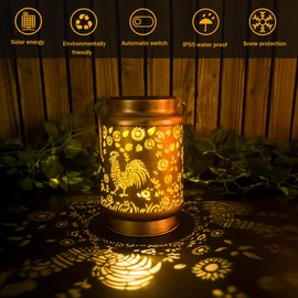 Chicken Garden Decor Birthday Gifts for Men, Outdoor Waterproof Hanging Solar Lantern Lights Ornaments, Gardening Gifts for Backyard Patio Table Yard Balcony Lawn Pathway