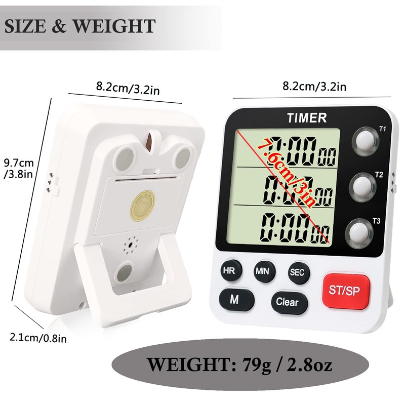 QINFIEY Digital 3 Channels Kitchen Cooking Multiple Timer with Large