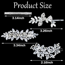 4 Pcs Rhinestone Hair Clips for Women Sparkly Hair Barrettes Flower Crystal Hair Clips Silver Bridal Hair Accessories Decorative Bobby Pins Elegant Hair Accessories for Wedding Party Everyday