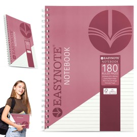 HOVUK Twin-Wired Notebook with Tear-Out Pages, Red A4 Hardcover Notebook for Note-Taking, Lined Journal with Margin Line, College Ruled Notebook of 80gsm, Size 30cm