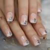 iBeautying Press on Nails - Shiny Short Flower Glitter Deco