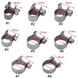 10Pcs 8-10Mm All Stainless Steel Mini Fuel Line Pipe Hose Clamp, Adjustable Hose Head Fastener