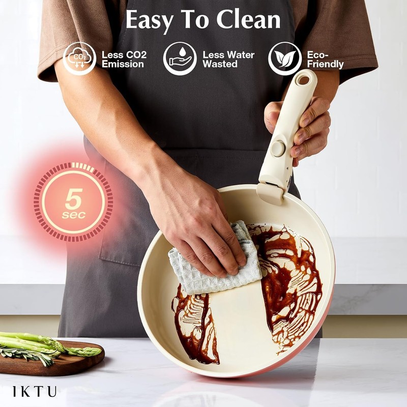 Ceramic Pots and Pans Set Non Stick, 7 Pcs Nonstick