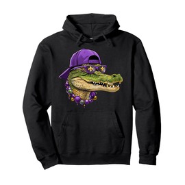 Mardigator Mardi Gras Alligator Costume Men Women Mardi Gras Pullover Hoodie