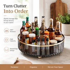 Rotating Pantry Organizer for Kitchen Storage – Clear Lazy Susan Bin for Spices, Snacks & Fridge Items