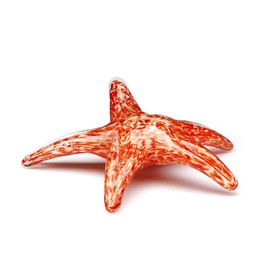 Dynasty Gallery Hand Blown Glass Walking Starfish, Orange and White, Glows in the Dark