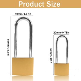 2 PCS Long Padlock, Outdoor Padlock Weatherproof with Keys for School, Gym Locker, Cabinets, Suitcase Yellow, Padlocks with Keys, Standard Security 20mm and 40mm with Key