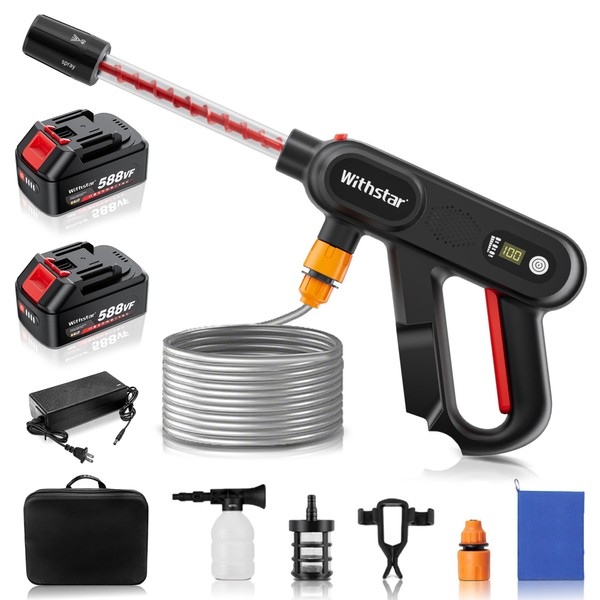 WITHSTAR Cordless Pressure Washers with 2 Rechargeable 3AH Battery, Multi-Function