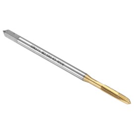 sourcing map Spiral Point Plug Threading Tap M2.5 x 0.45 Thread, Ground Threads H2, M35 High Speed Steel Cobalt, Titanium Nitride Coating, Metric Screw Taps Tapping Bit for Thread