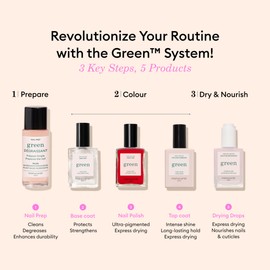 Manucurist Manucurist System Green Pink (Hortencia) - Professional Manicure Set, Vegan & Plant-Based : 1 Nail Prep, 1 Base Coat, 1 Pink Nail Polish, 1 Top Coat, Drying Drops - No Lamp - Beauty Gift For Woman