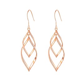 14K Gold Dangle Earrings for Women Trendy Double Spiral Drop Statement Dangly Earrings, Unique Twisted Wave Dangling earingrings infinity Jewelry…