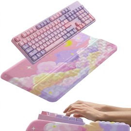 Ergonomic Keyboard Wrist Rest with Cute Cloud Print Adjustable Riser Stand