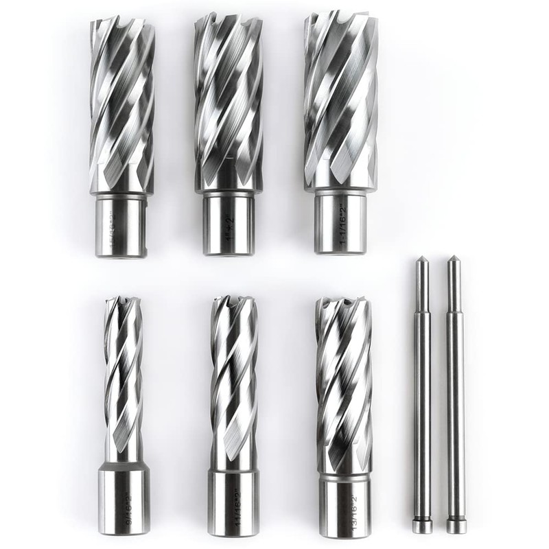 OSCARBIDE Annular Cutter Set 8 Pieces, 3/4" Weldon Shank,2" Cutting