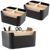 SINJEUN Pack of 3 Desk Organiser, Black, Table Organiser Office