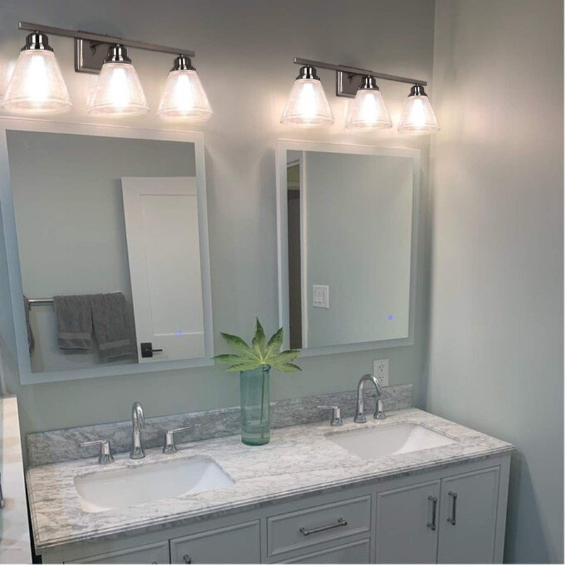 hykolity 3-Light Vanity Light Fixture, 5-Piece All-in-One Bathroom Set (E26