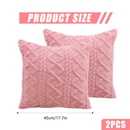 CutitiUU Set of 2 Plush Pillow Cover 45 * 45cm,Cushion Covers,Faux Fur Cushion Covers,Soft Plush Decorative Throw Pillow Covers,Fluffy Plush Pillowcase for Sofa Bedroom (Pink)
