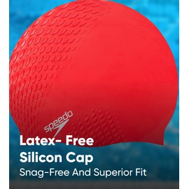 Speedo Unisex Bubble Active+ Swimming Cap | Textured Design, Fed Red, One Size