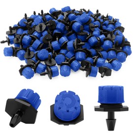 VooGenzek 200 Pieces Adjustable Watering Dripper Sprinkler, Plastic Micro Flow Sprinkler for Irrigation, Drip Irrigation, 8-Hole Anti-Clogging Emitter Dripper for Garden, Lawn, Blue