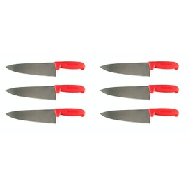 Cozzini Cutlery Imports 8" Chef Knife Assorted Colors and Packs - Razor Sharp Commercial Kitchen Cutlery - Cook's Knives (6 Pack - Red)
