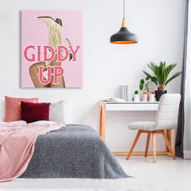 Stupell Industries Giddy Up Cowgirl Phrase Canvas Wall Art by Ziwei Li