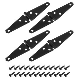 sourcing map 4Pcs Strap Hinges, 3 Inch Shed Door Hinges Heavy Duty Gate Hinge Tee Hinge with Screws for Wooden Fences Yard Doors Barn Gate, Black