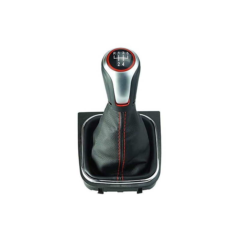 Do!LED Gear Knob Gear Stick Boot 5 Gears Silver Red