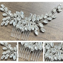 Rhinestone Bridal Hair Side Combs Sparkle Wedding Hair Piece Silver Crystal Flower Hair Combs Bridesmaid Hair Barrettes Mother of The Bride Hair Accessories