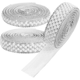 3piezas Cinta de Pedrería con Perlas Adhesiva Tiras de Pedrería con Diamantes de Imitación Decorativo para Manualidades Cinta de Strass con Múltiples Anchos para Decoración